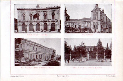 LAMINA V09044: Teatro Real, Ayuntamiento y Museo Arqueologio, Madrid