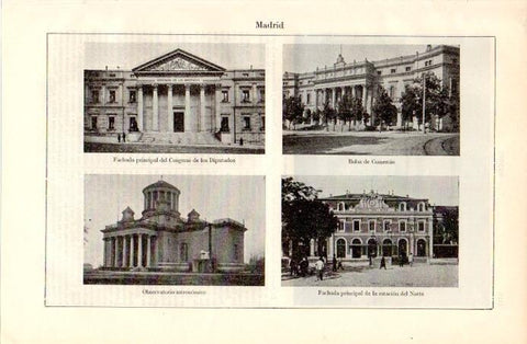 LAMINA V09033: Congreso, observatorio astronomico y bolsa en Madrid