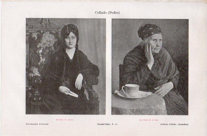 LAMINA V09120: Retrato de joven y la vieja de la taza, por Pedro Collado