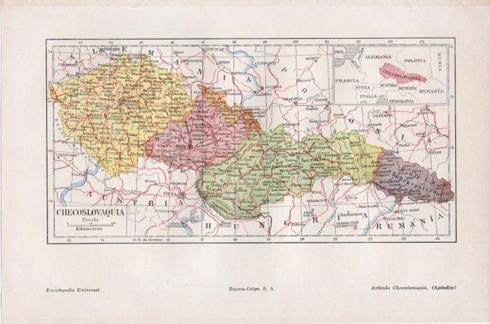 LAMINA V09191: Mapa de Checoslovaquia