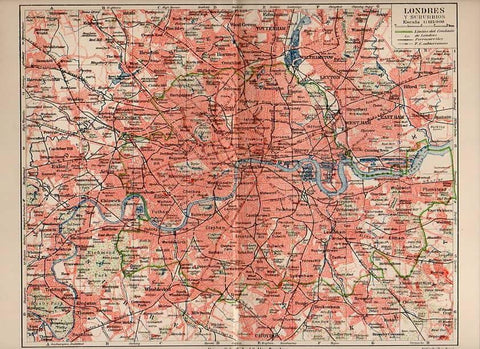 LAMINA V09247: Plano de Londres y suburbios