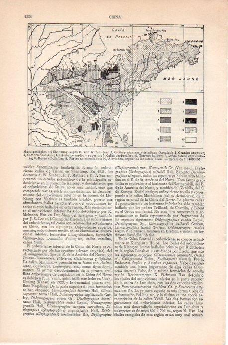 LAMINA V09228: Mapa geologico del Shantung, segun Von Rich hofen