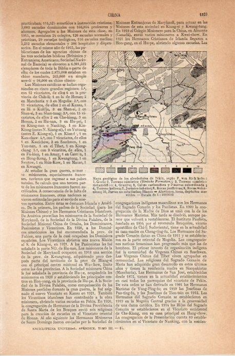 LAMINA V09231: Mapa geologico alrededores de Pekin, segun Von Rich hofen