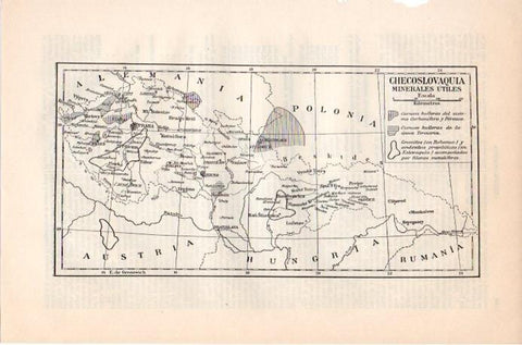 LAMINA V09188: Mapa de minerales de Checoslovaquia