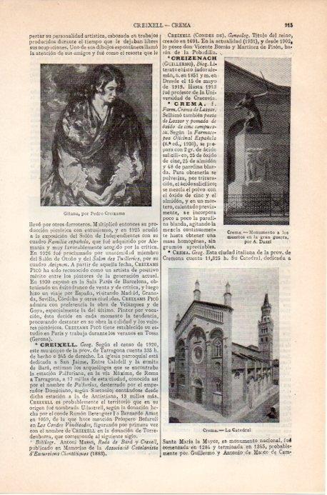 LAMINA V09152: Monumento y la Catedral de Crema, Italia