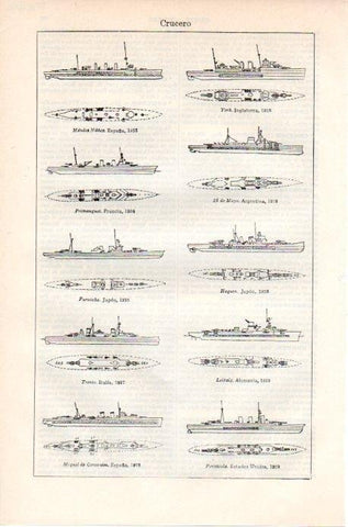 LAMINA V09158: Tipos de crucero de 1923 a 1929