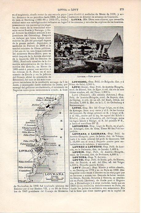 LAMINA V08798: Mapa y vista de Lovrana, Austria