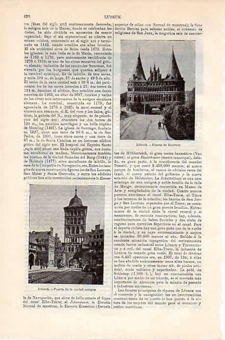 LAMINA V08809: Puerta de Holstein en Lubeck