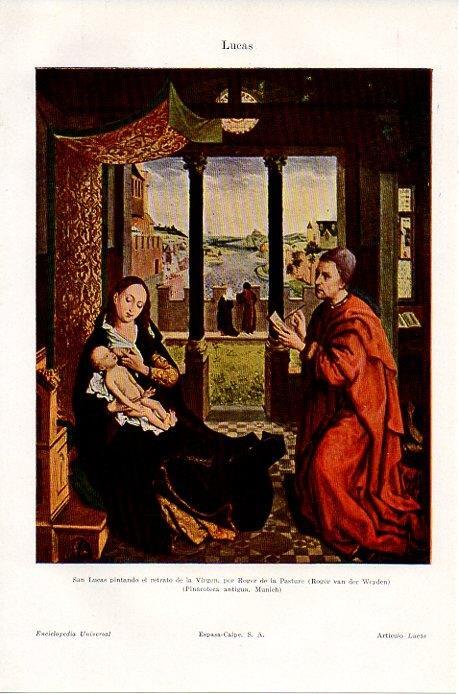 LAMINA V08821: San Lucas pintando el retrato de la Virgen, por Roger van der Weyden