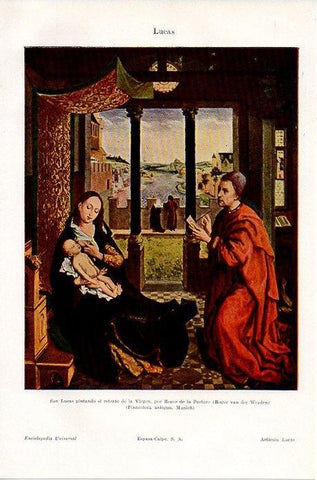 LAMINA V08821: San Lucas pintando el retrato de la Virgen, por Roger van der Weyden