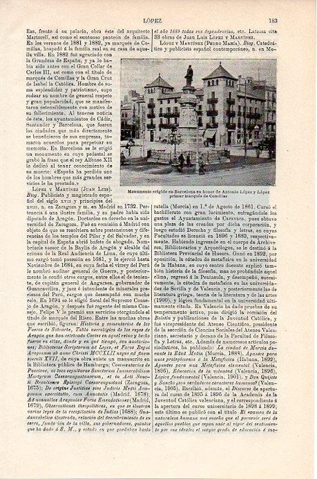 LAMINA V08733: Monumento a Antonio Lopez y Lopez en Barcelona
