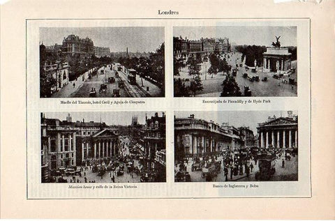 LAMINA V08709: Hotel Cecil, Piccadilly, Mansion House y Banco de Inglaterra en Londres