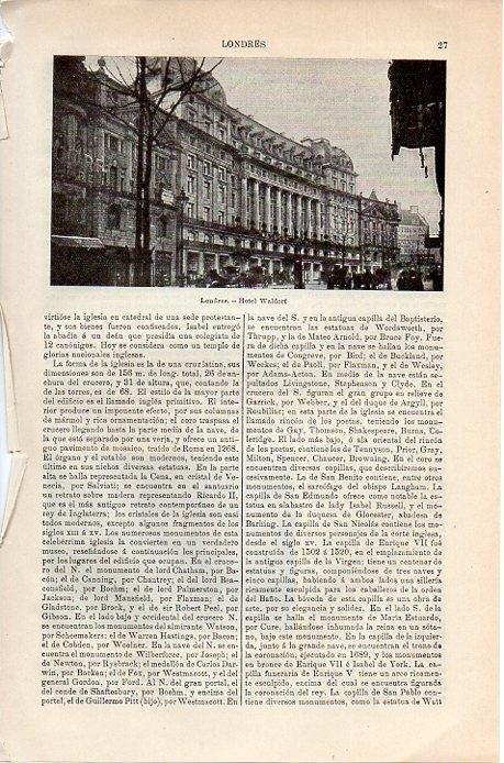 LAMINA V08714: Hotel Waldorf, Londres