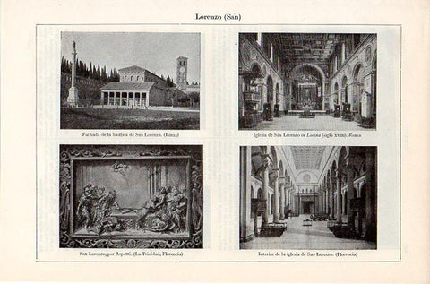 LAMINA V08747: Iglesias dedicadas a San Lorenzo en Roma y Florencia