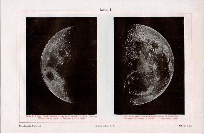 LAMINA V08918: Fotografias de la luna de 7 y 21 dias