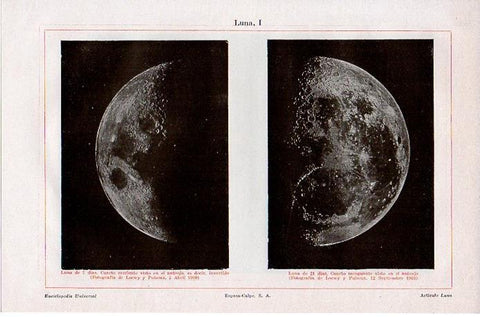 LAMINA V08918: Fotografias de la luna de 7 y 21 dias