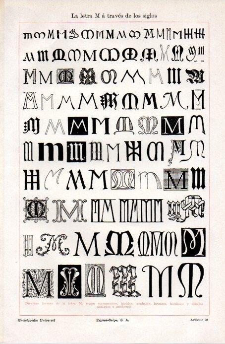LAMINA V08976: La letra M a traves de los siglos