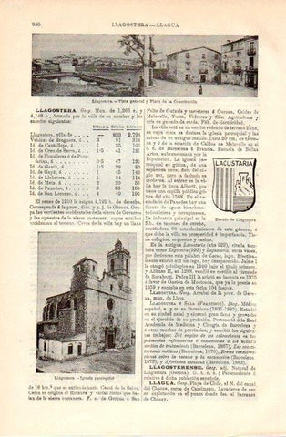 LAMINA V08966: Iglesia y vista de Llagostera, Girona