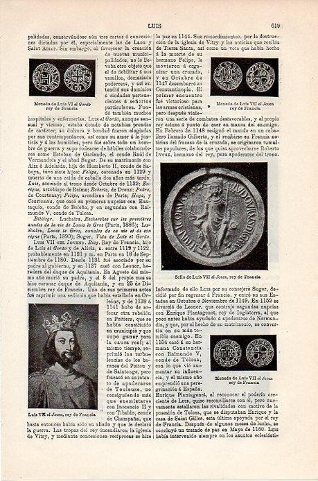 LAMINA V08874: Monedas y sellos de Luis VII el Joven, rey de Francia