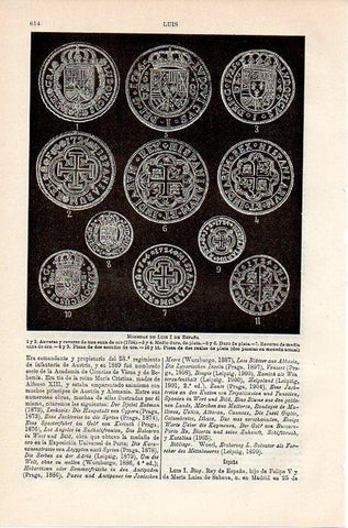 LAMINA V08871: Monedas de Luis I de España