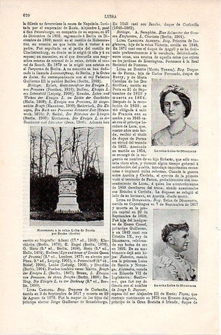 LAMINA V08898: Monumento a la reina Luisa de Prusia, por Encke