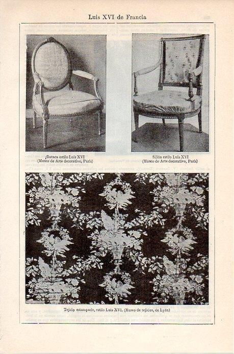 LAMINA V08892: Butacas y estampados estilo Luis XVI