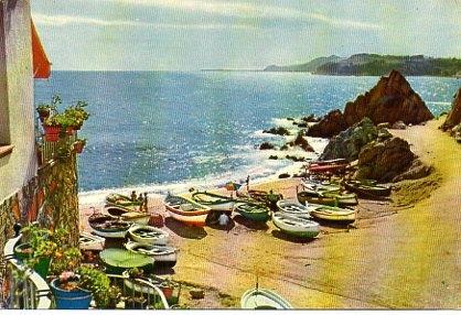 POSTAL PV00272: Playa La Caleta a contraluz en Lloret de Mar