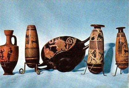 POSTAL PV00240: Alabastrones aticos de figuras negras de Ampurias