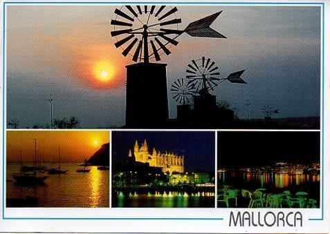 POSTAL PV00383: Vistas varias nocturnas de Mallorca