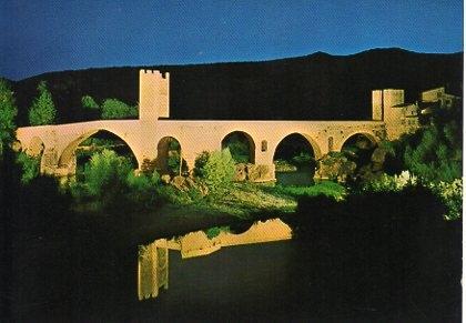 POSTAL PV00038: Vista noctura de Besalu, Girona
