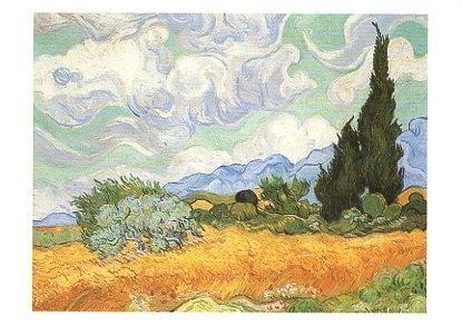POSTAL PV00127: Campo de trigo con cipreses por Vicent Van Gogh