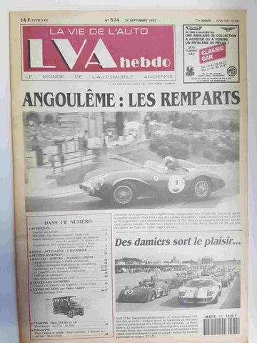 Revista, Magazine: La Vie de l'Auto LVA hebdo num 574,  24 septembre 1992 - Angoulême les remparts