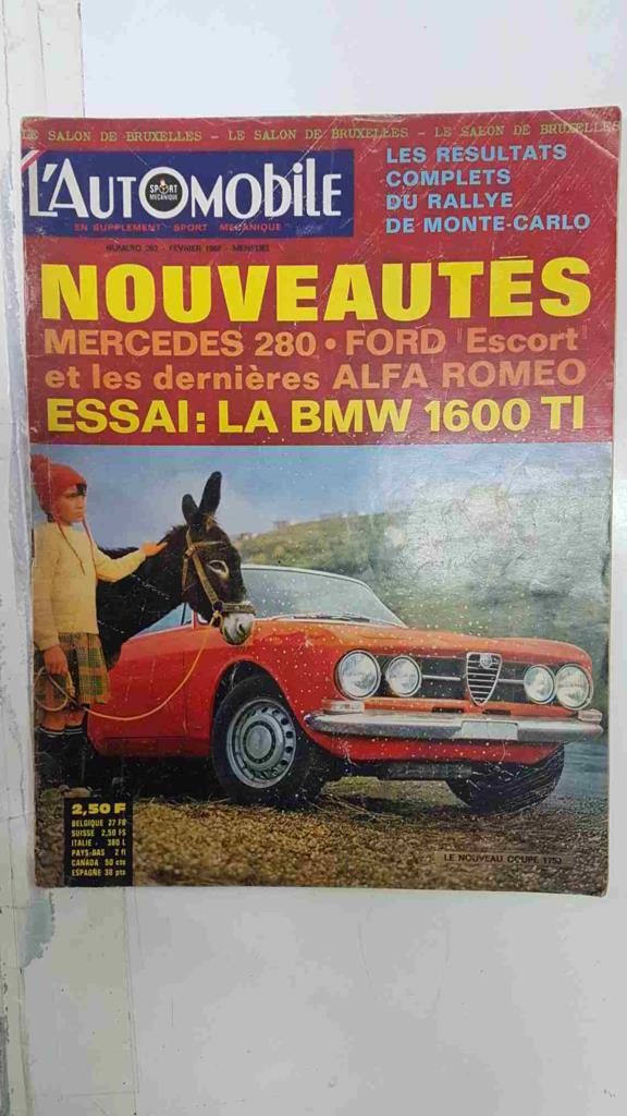 Revista, magazine: L'Automobile num 262, fevrier 1968 - Resultats du rallye de Monte-Carlo, Essai la BMW 1600 Ti