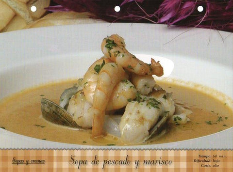 LAMINA V09827: Sopa de pescado y marisco