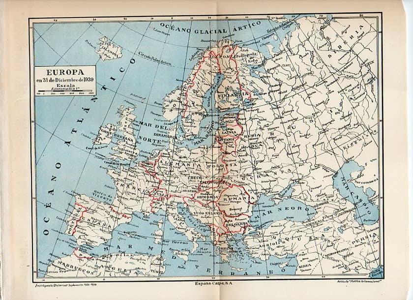 LAMINA V09787: Mapa de Europa en Diciembre 1939