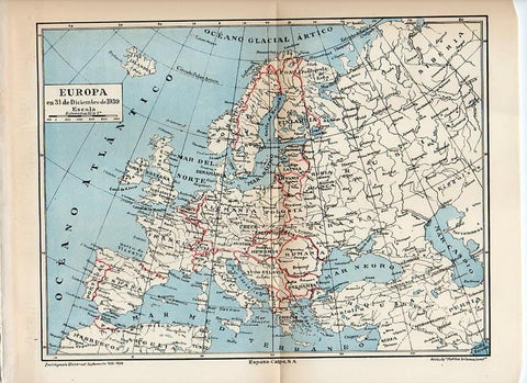 LAMINA V09787: Mapa de Europa en Diciembre 1939