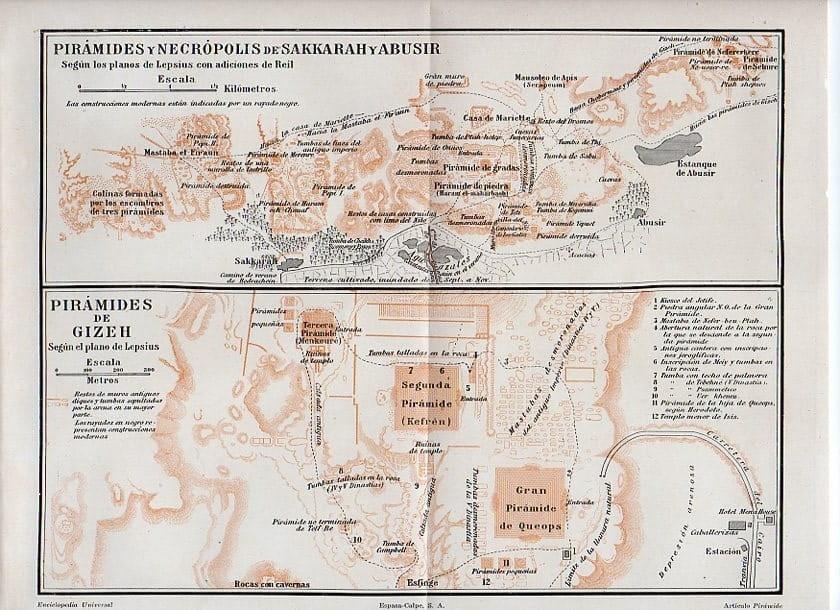 LAMINA V09790: Planos piramides de Gizeh, Sakkarah y Abusir