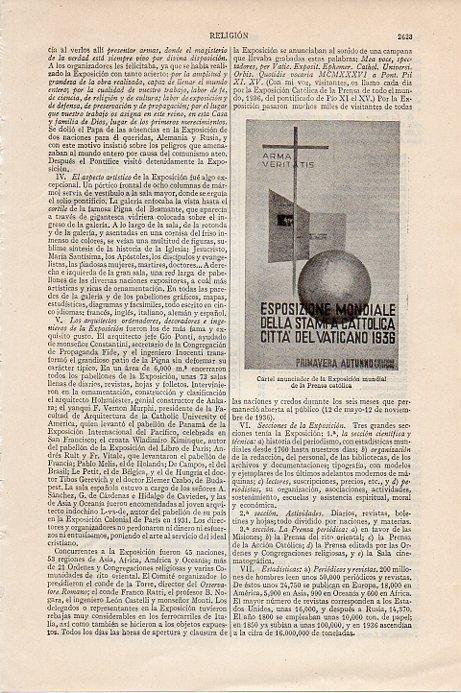 LAMINA V09692: Cartel de la Exposicion mundial de la Prensa Catolica 