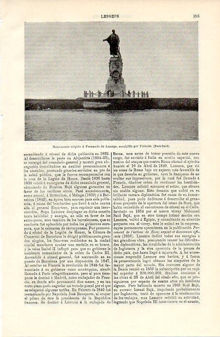 LAMINA V09752: Monumento a Fernando de Lesseps en Port Said
