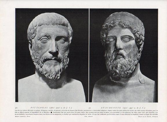 LAMINA V09886: Bustos de Pitagoras y Anacreonte