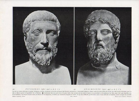 LAMINA V09886: Bustos de Pitagoras y Anacreonte