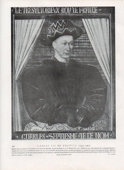 LAMINA V10021: Retrato de Carlos VII de Francia, por Jean Fouquet