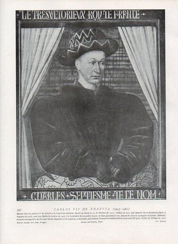 LAMINA V10021: Retrato de Carlos VII de Francia, por Jean Fouquet
