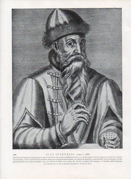 LAMINA V10025: Retrato de Juan Gutenberg