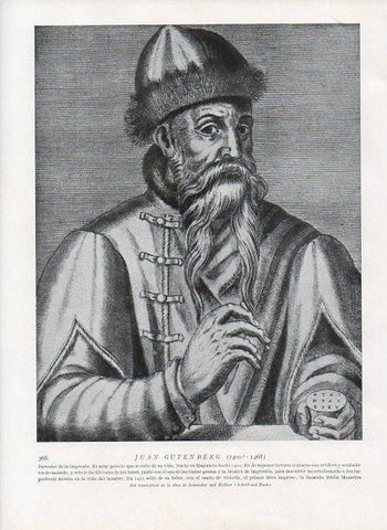 LAMINA V10025: Retrato de Juan Gutenberg