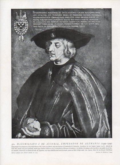 LAMINA V10027: Retrato de Maximiliano I de Austria, por Alberto Durero