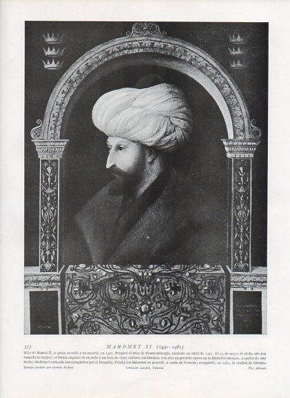 LAMINA V10029: Retrato de Mahomet II, por Gentile Bellini