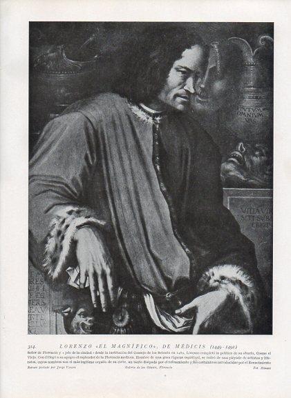 LAMINA V10000: Lorenzo de Medicis, por Jorge Vasari