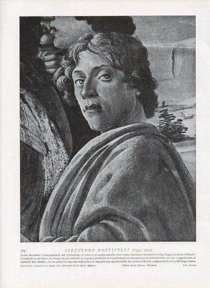 LAMINA V10002: Alejandro Boticelli, autorretrato del cuadro Adoracion de los Reyes Magos