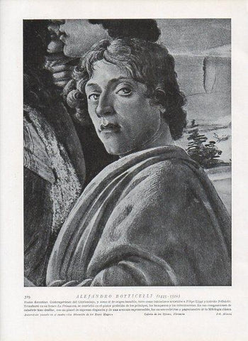 LAMINA V10002: Alejandro Boticelli, autorretrato del cuadro Adoracion de los Reyes Magos